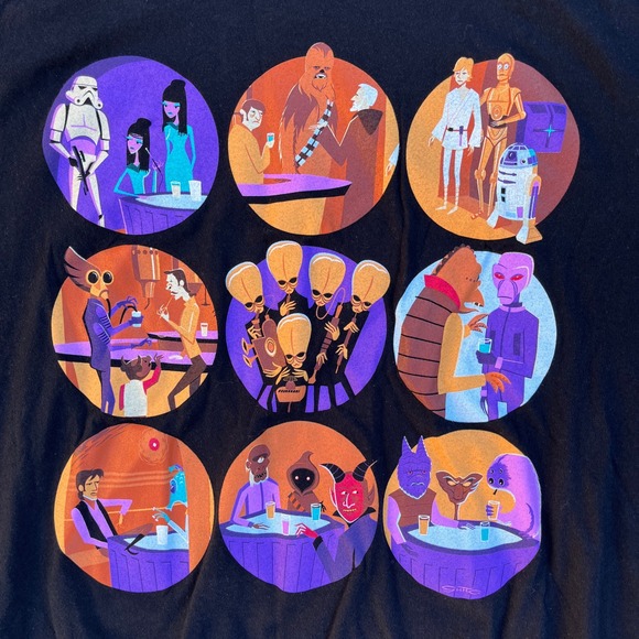 WonderGround Gallery Star Wars Characters Cantina Scene Black T Shirt XLarge - Picture 2 of 7